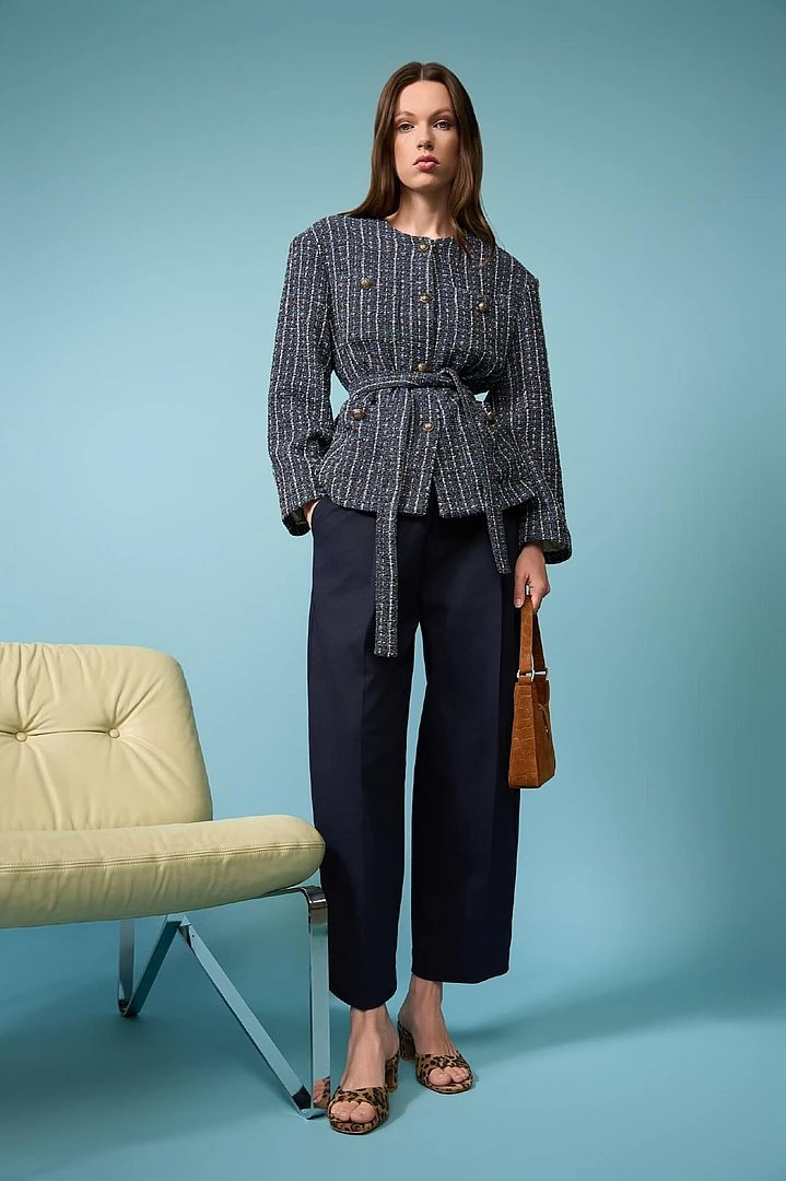 Kimono Jas Dames Tweed Blauw Harley