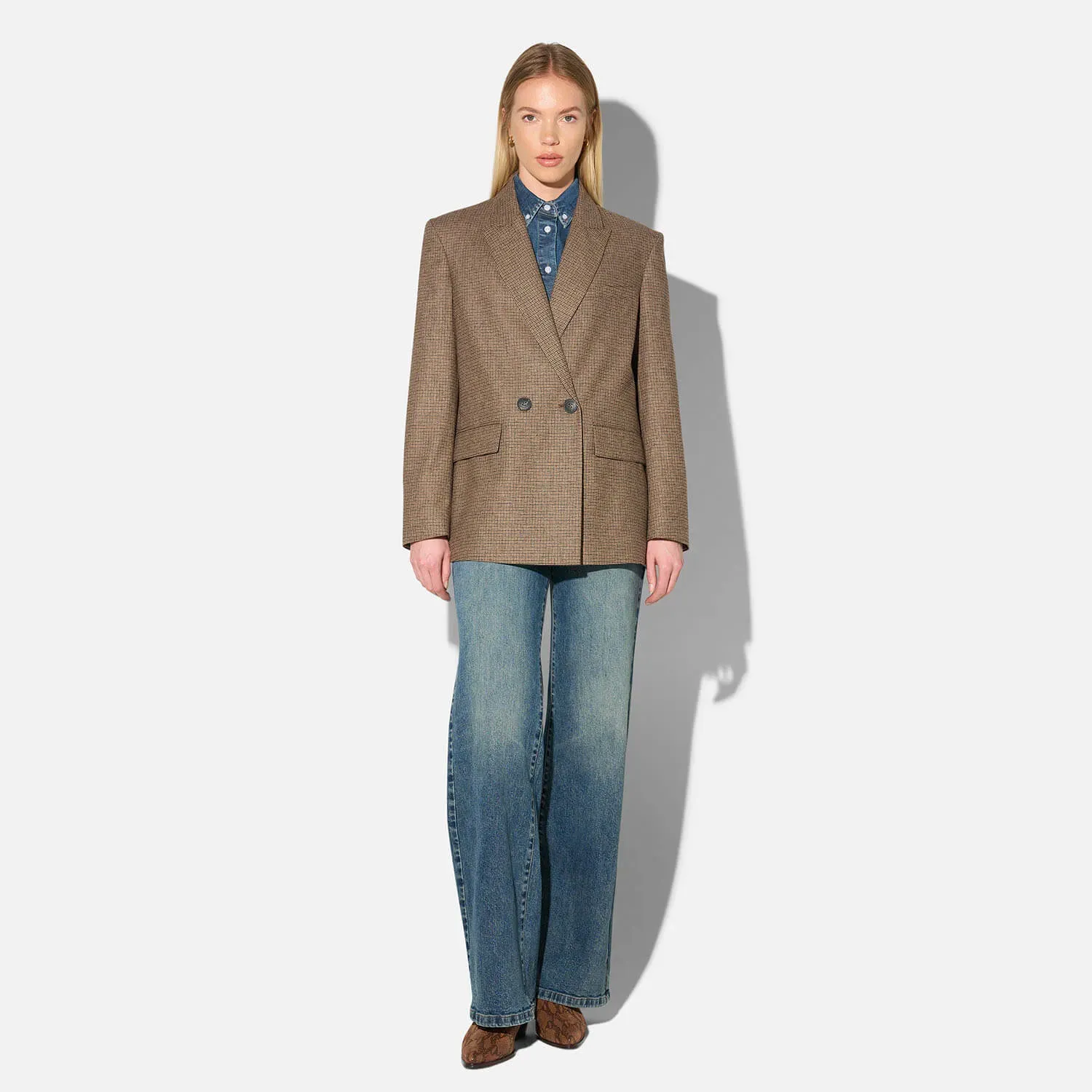 Blazer Dames Jasje Bruin Kleine Ruit Jones