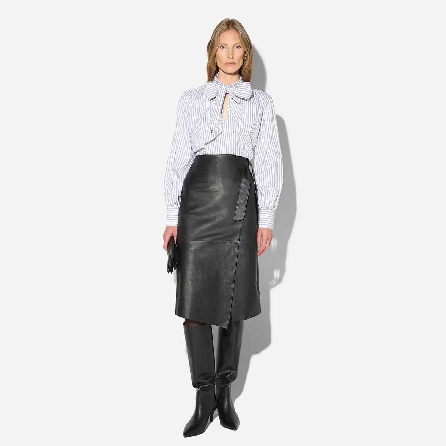 Blouse Dames Katoen Strik Zwart Wit Gestreept Kilian