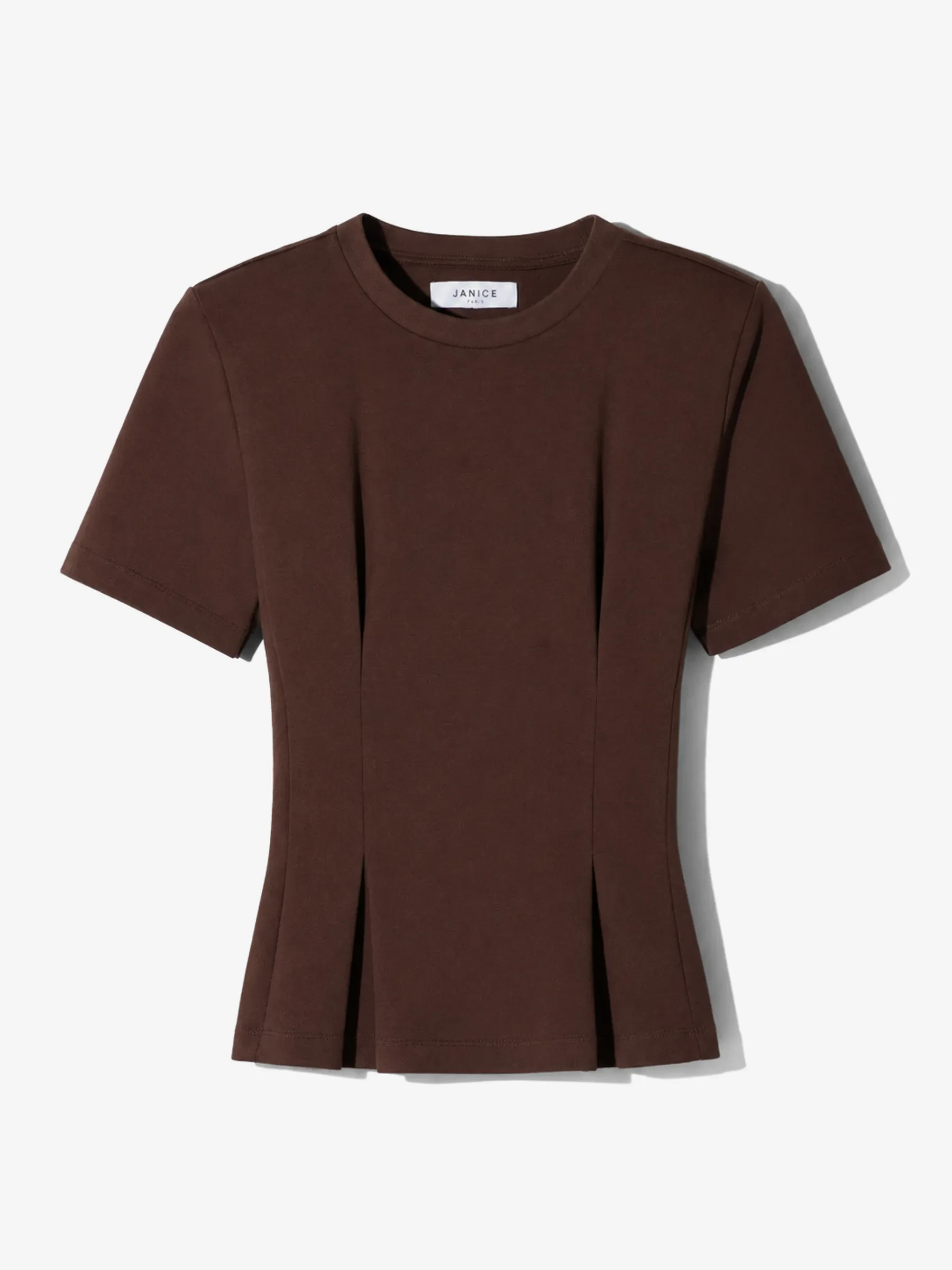 Bruin Katoenen Dames Shirt Plooien Taille Keon