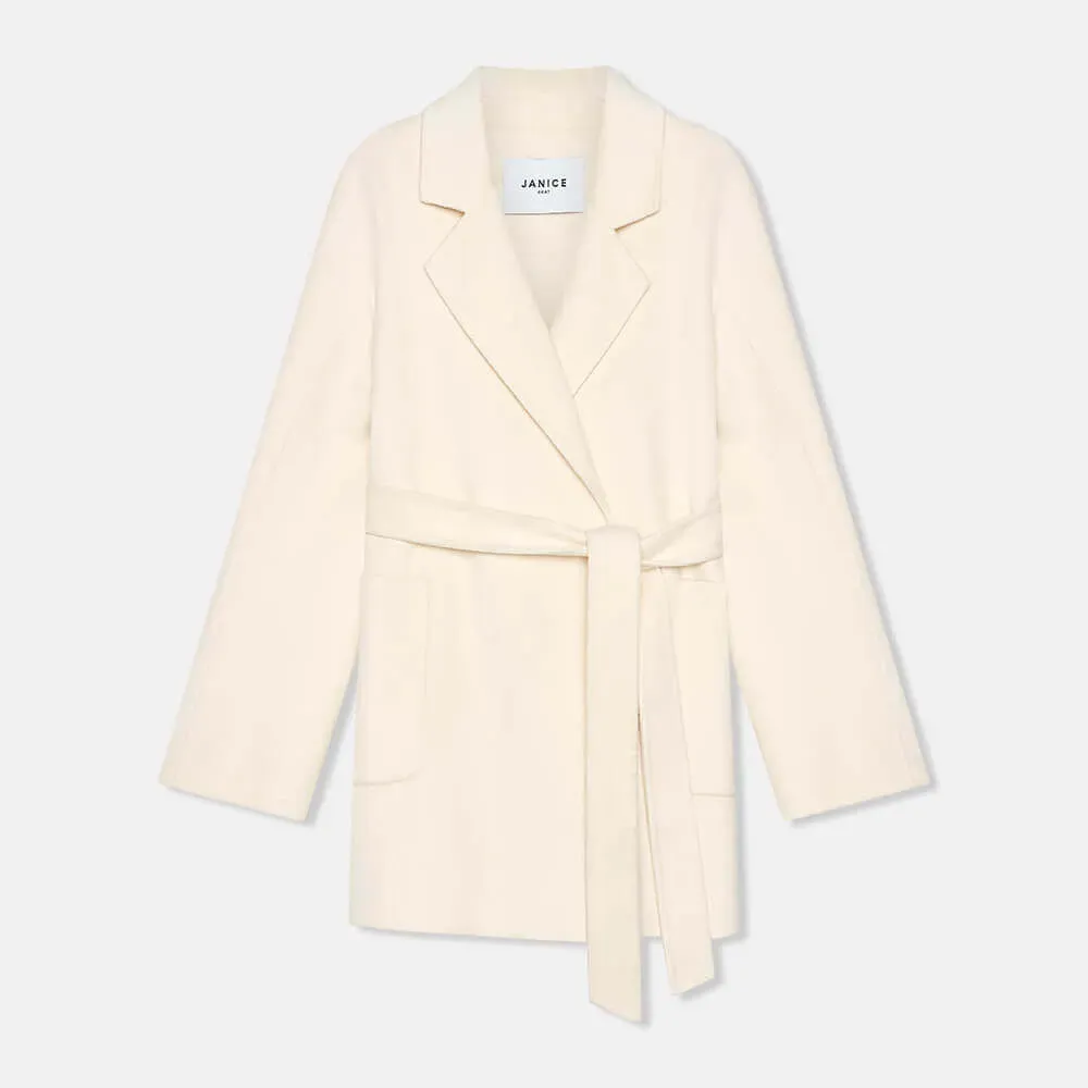 Cashmere Dames Jas Double Face Calvin Off White