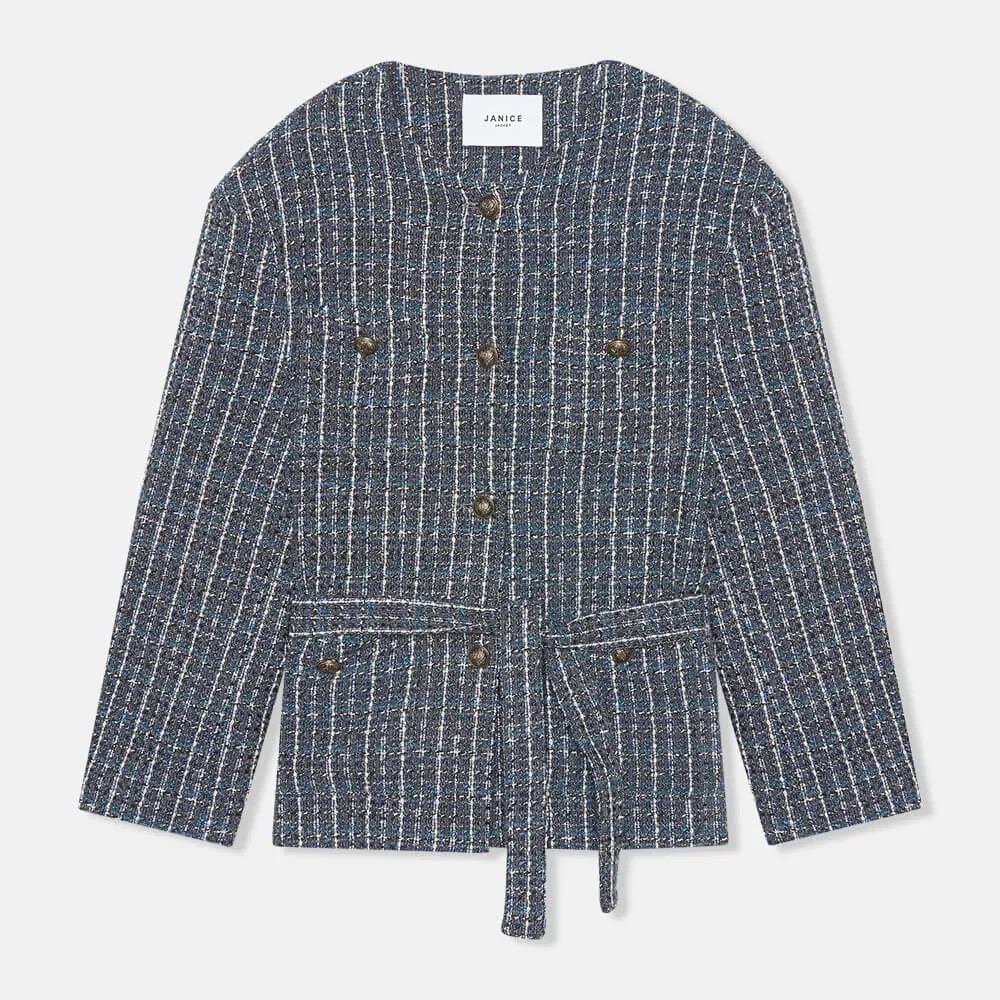 Kimono Jas Dames Tweed Blauw Harley