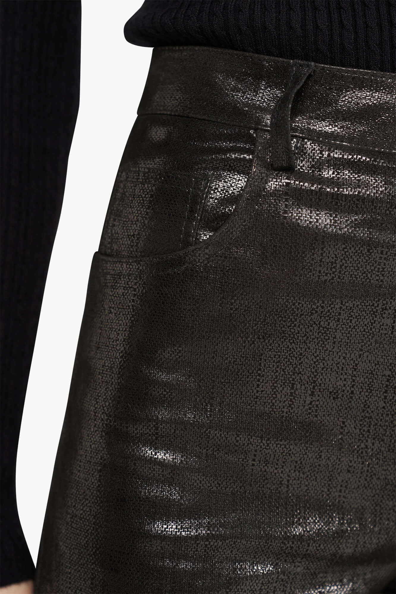 Leren Broek Dames Rechte Pijp Jason Metallic Zwart