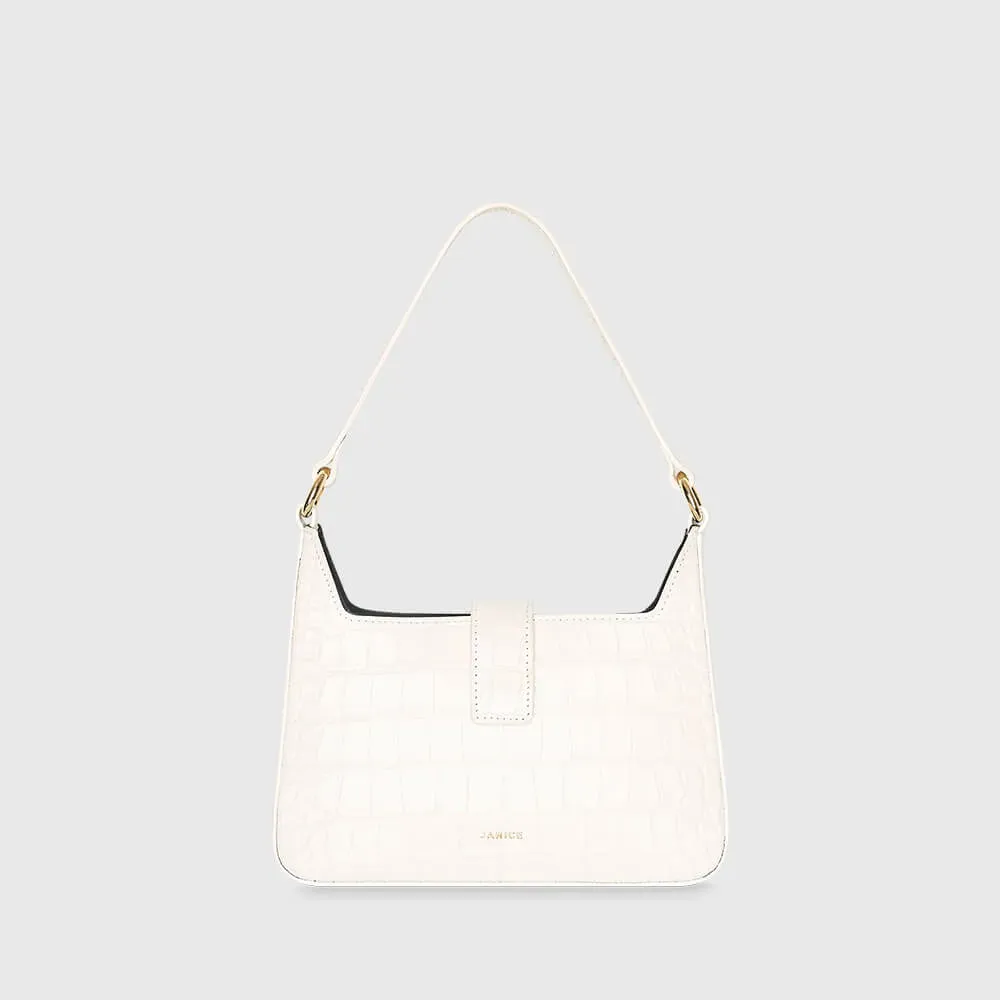 Leren Handtas Off White Croco Conan