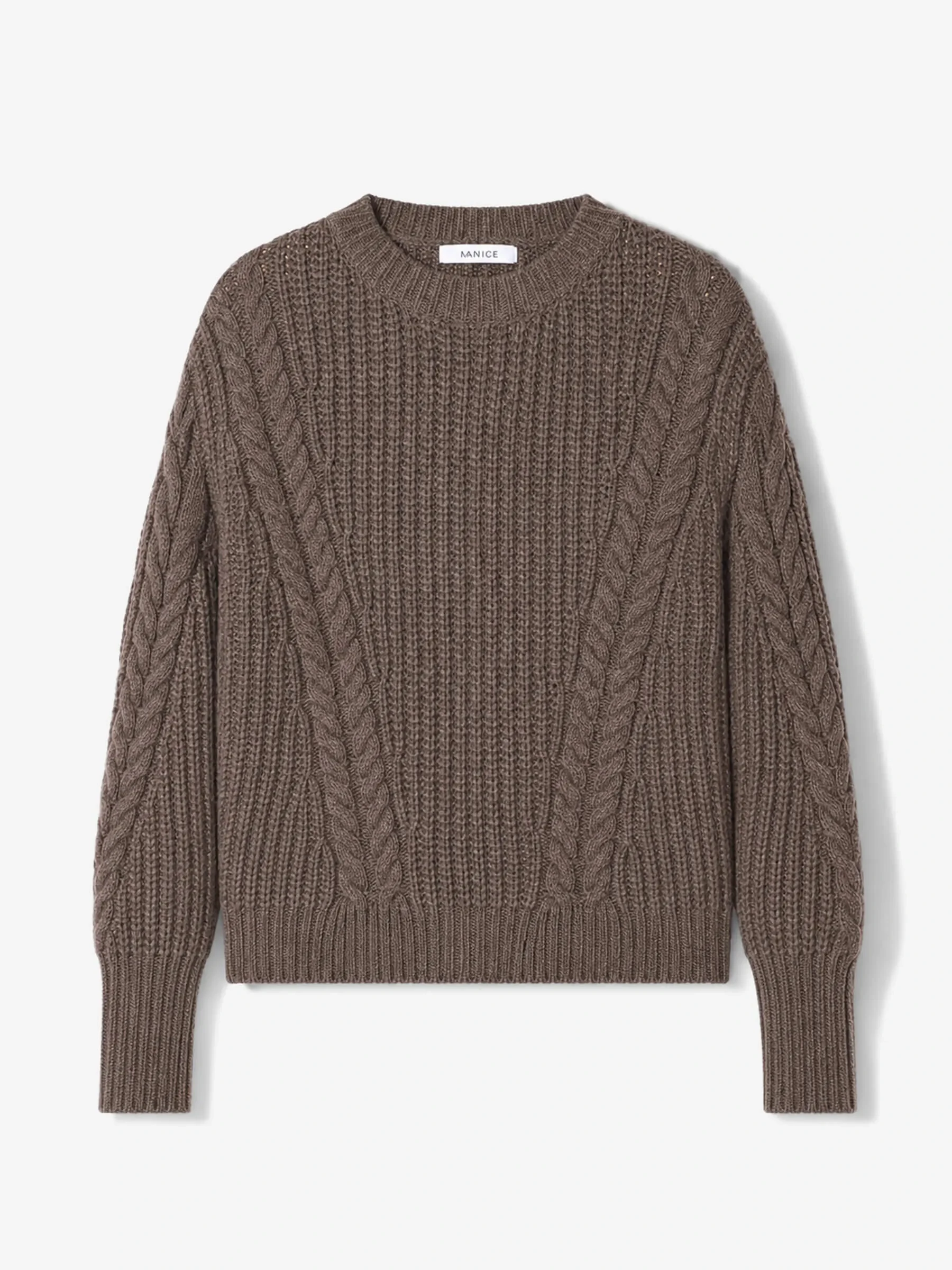 Merino Wollen Kabel Trui Brexton Bruin