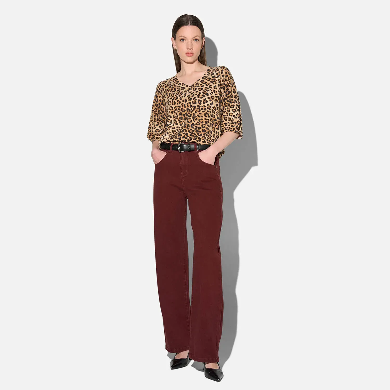 Panterprint Cashmere Dames Trui V Hals Romeo