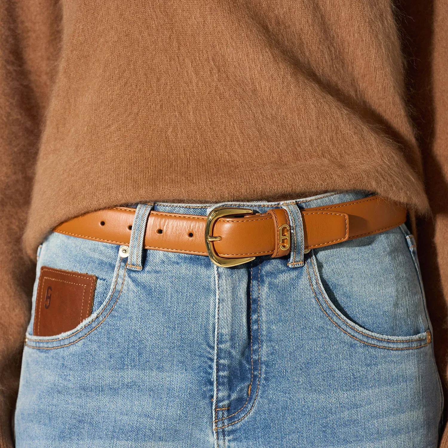 Riem Leer Dames Cognac Malone Goud