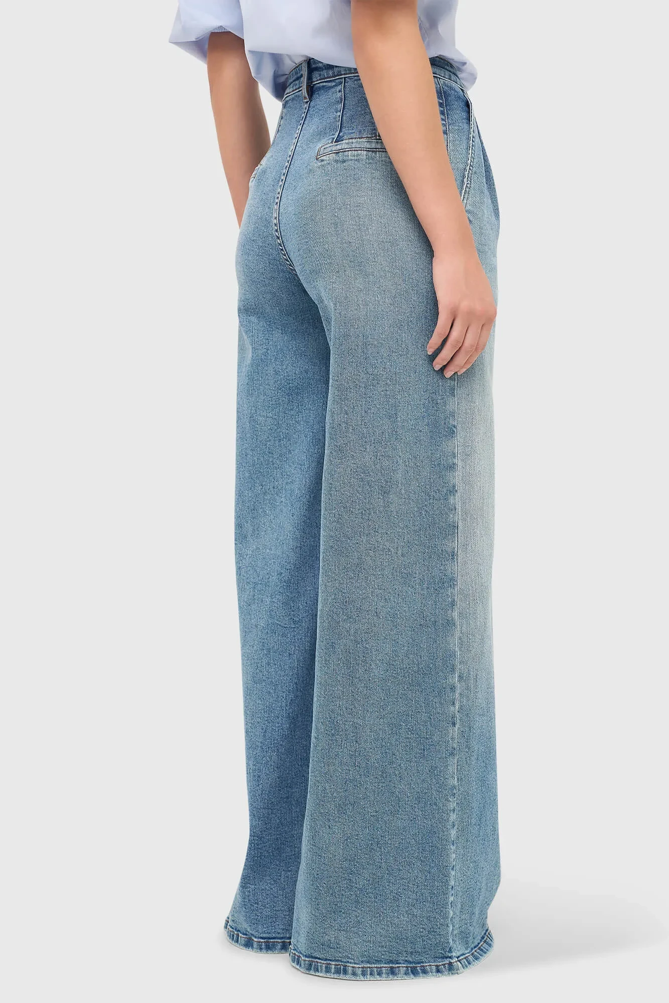 Wide Leg Jeans Stretch High Rise Stretch Dollar Blauw 379